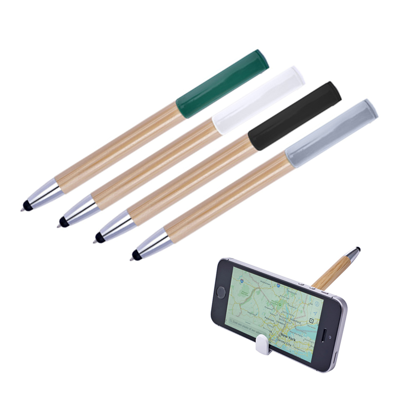 Bambusowy długopis touch pen stojak na telefon V1929